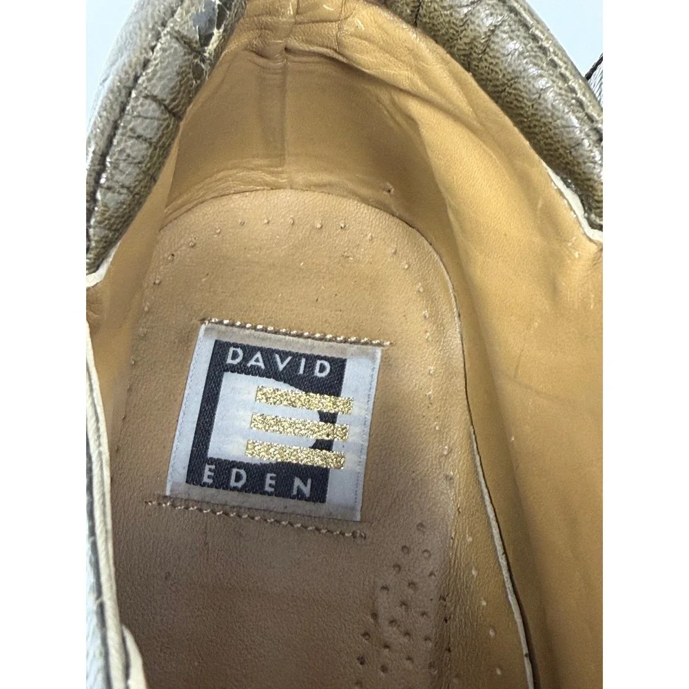 David Eden Rathbun Mens Olive Green Lizard Crocodile Exotic Skin Boots 10.5